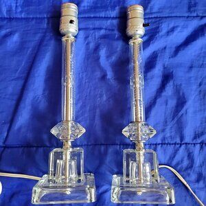 2 Vtg Lamps Lucite, Etched Crystal Boudoir Table Decor Classic Romantic Heirloom